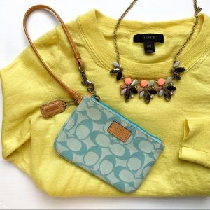 Blue Coach Logo Wristlet